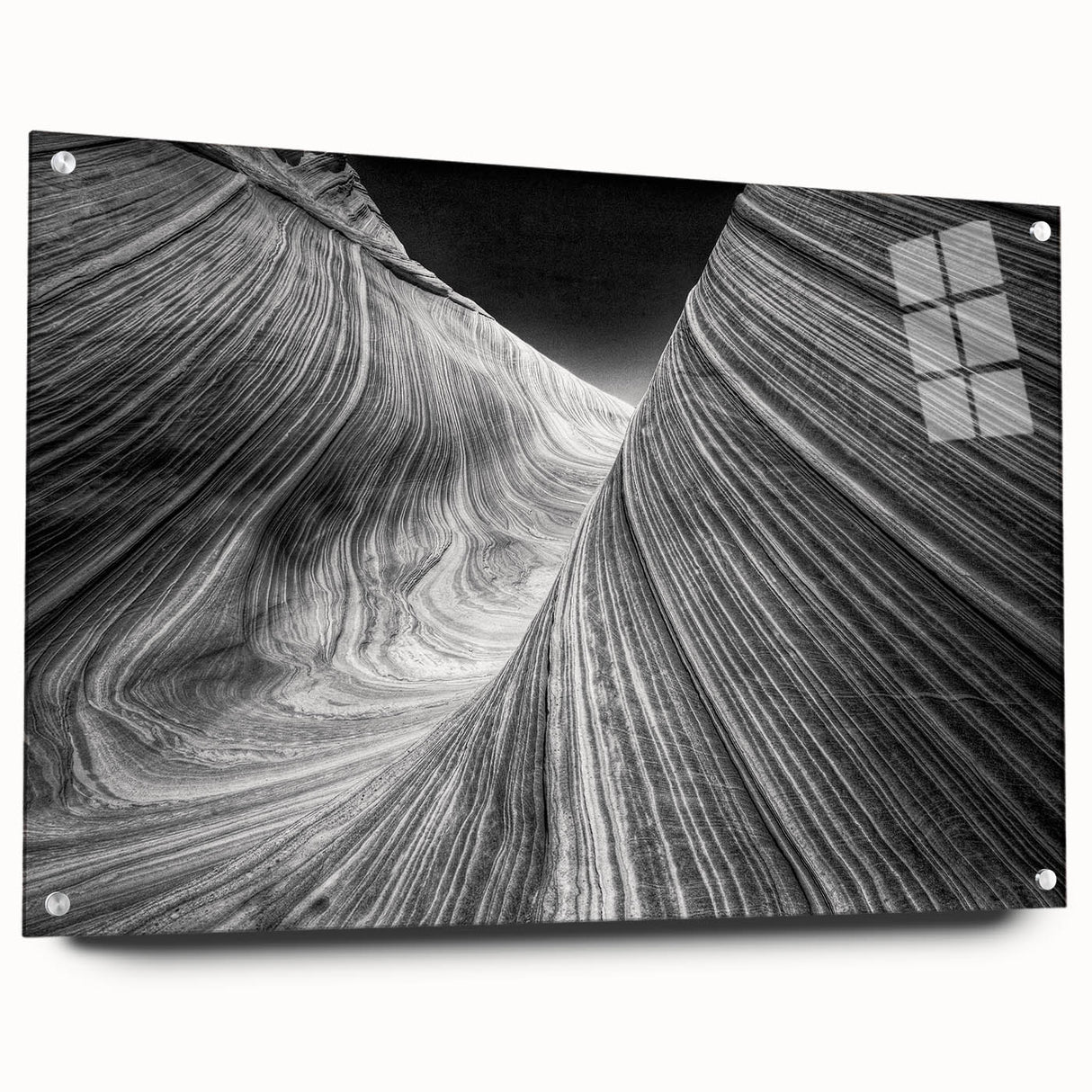 Acrylic print of Arizona's Coyote Buttes in warm earth tones, suitable for bedroom or dining room decor.