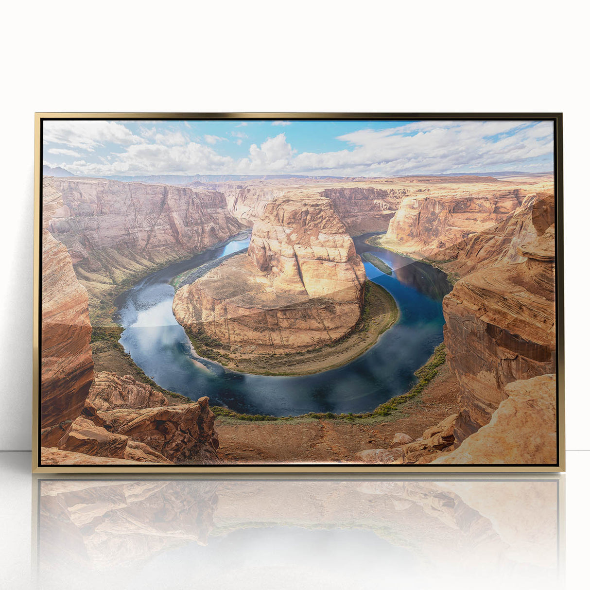 Large art print of Glen Canyon, Arizona in muted earth tones on framed acrylic, suitable for modern art wall decor.