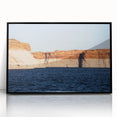 Large abstract wall art of Lake Powell, Arizona, in muted earth tones on a framed acrylic.