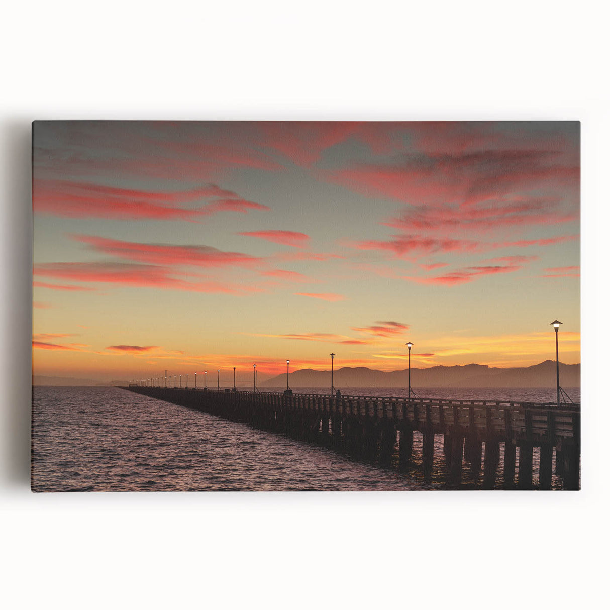 Black and white photograph of the Berkeley, California skyline on stretched canvas, ideal for kitchen art.