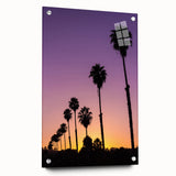 Acrylic print of a Beverly Hills cityscape in muted earth tones, suitable for bedroom or dining room decor.