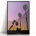 Large abstract wall art depicting Beverly Hills scenery in muted grays and blues on a black framed acrylic.