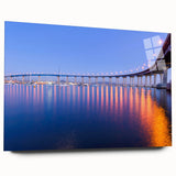 Large abstract depiction of Coronado, California in vibrant hues on acrylic glass, ideal for bedroom or dining room art.