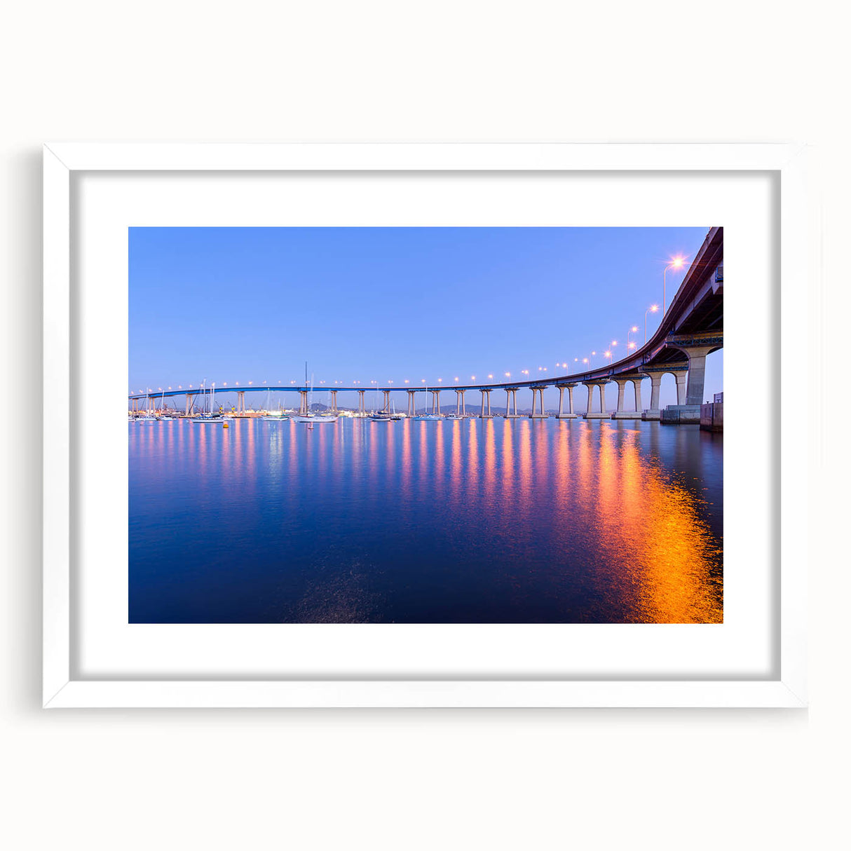 Abstract art print of Coronado, California landscape in muted earth tones on a framed white mat, ideal for dining room decor.