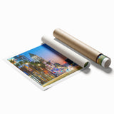Extra large rolled print featuring a floral art design in pastel shades, ideal for classy bathroom wall art.