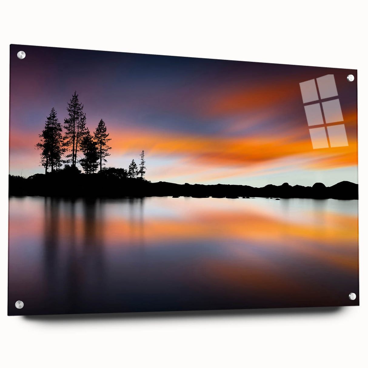 Acrylic print of Lake Tahoe with vivid blue and green tones, ideal for dining room decor.