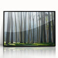 Large abstract wall art depicting San Francisco skyline in muted gray and blue tones on a framed acrylic.
