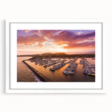 Abstract art print of Santa Barbara landscape in muted earth tones on a framed white mat.