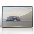 Large abstract wall art depicting Santa Cruz with vibrant blue and green hues on framed acrylic.