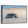 Black and white framed canvas of Santa Cruz landscape, ideal for bedroom wall art in a vintage poster style.