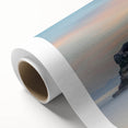 Art deco style poster of Santa Cruz scenery in pastel shades on a rolled canvas, ideal for nursery wall art.