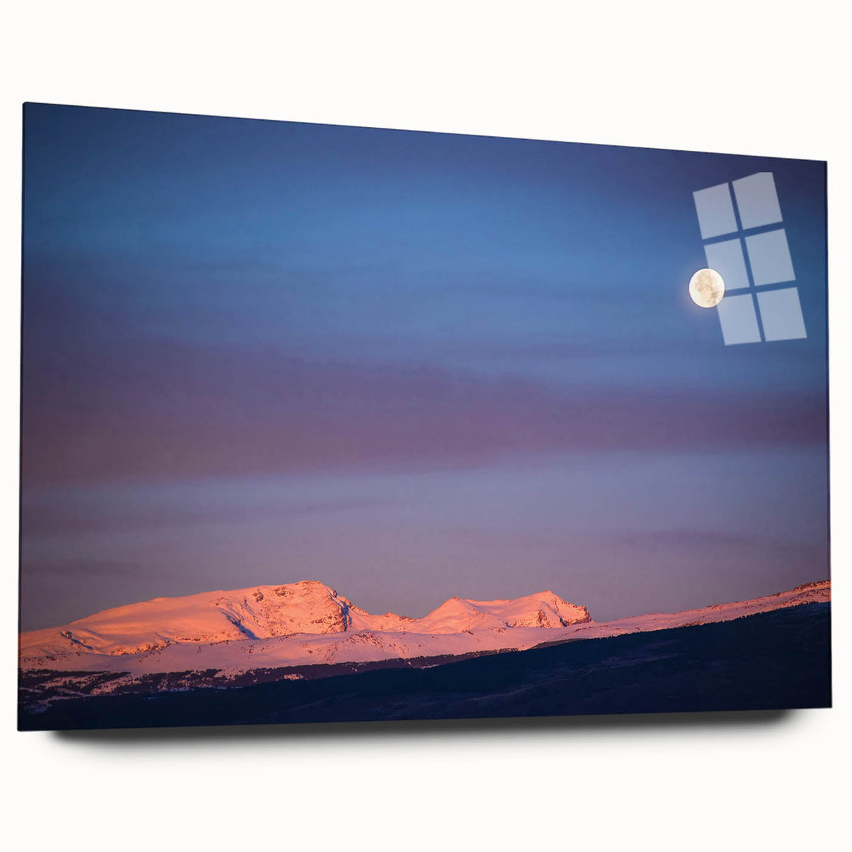 Acrylic print of the Sierra Nevada in muted earth tones, ideal for bedroom or dining room art.