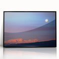 Large abstract wall art depicting the Sierra Nevada in muted earth tones, framed in black acrylic.
