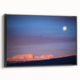 Black and white framed canvas of Sierra Nevada landscape, vintage poster style, ideal for bedroom decor.