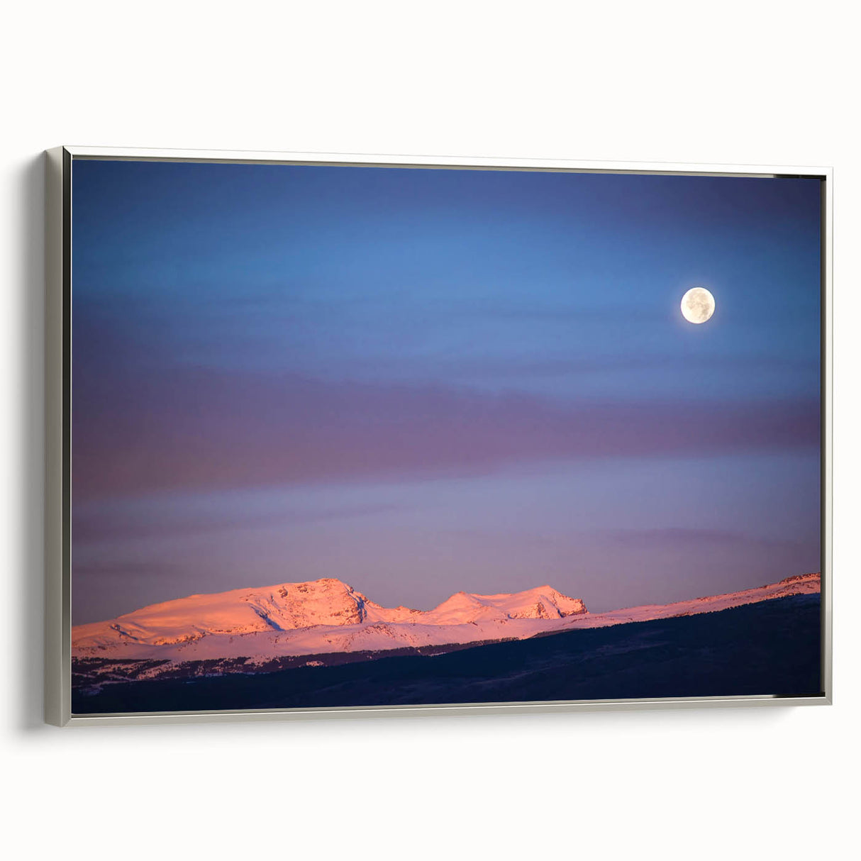 Framed canvas landscape art painting depicting the Sierra Nevada in muted earth tones, ideal for living room decor.