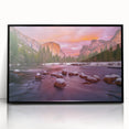 Large abstract wall art depicting Yosemite's landscape in muted earth tones on a framed acrylic.