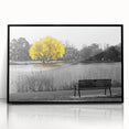 Large abstract wall art of Denver skyline in muted gray and blue tones, framed acrylic, ideal for modern office decor.