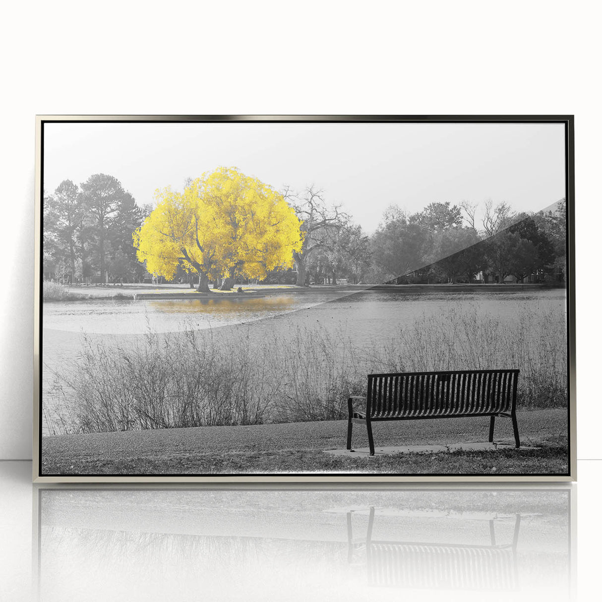 Mid-century modernist art of Denver skyline in muted gray and blue tones on a framed acrylic, ideal for nursery wall art.