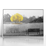 Art deco poster of Denver skyline in muted gray and blue tones on framed acrylic, ideal for modern bedroom ambiance.