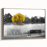 Framed canvas featuring a vintage-style landscape painting of Denver, Colorado in muted gold and black tones.