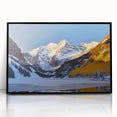 Large abstract wall art of Maroon Bells, Colorado in muted earth tones on a framed acrylic.