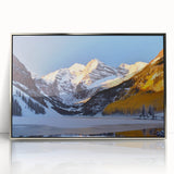 Mid-century modernist art of Maroon Bells, Colorado in acrylic, silver-framed, ideal for modern art wall decor.