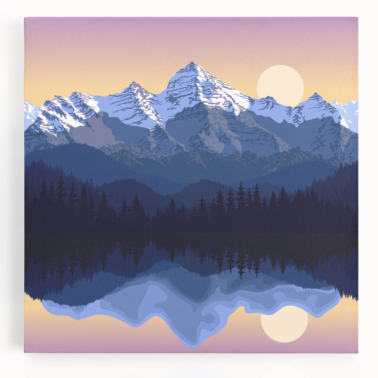 Black and white photograph of the Rocky Mountains on stretched canvas, ideal for kitchen wall art.