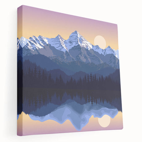 Large art depicting the Rocky Mountains in Colorado, with muted earth tones on stretched canvas.