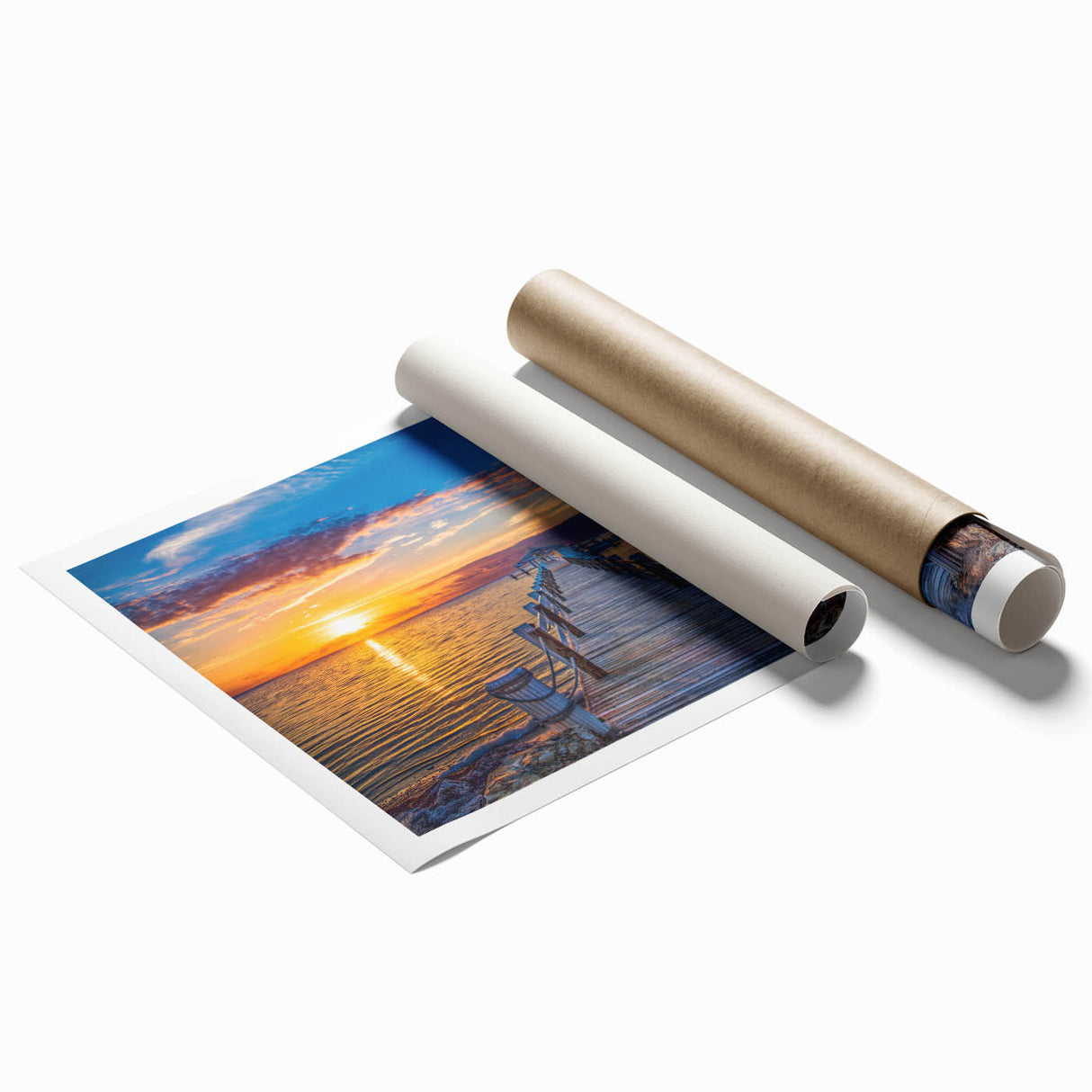 Extra large rolled print of Florida Keys scenery with vivid floral elements, ideal for classy bathroom wall art.