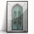 Large abstract wall art of Savannah skyline in muted gray and blue tones, framed in black acrylic.