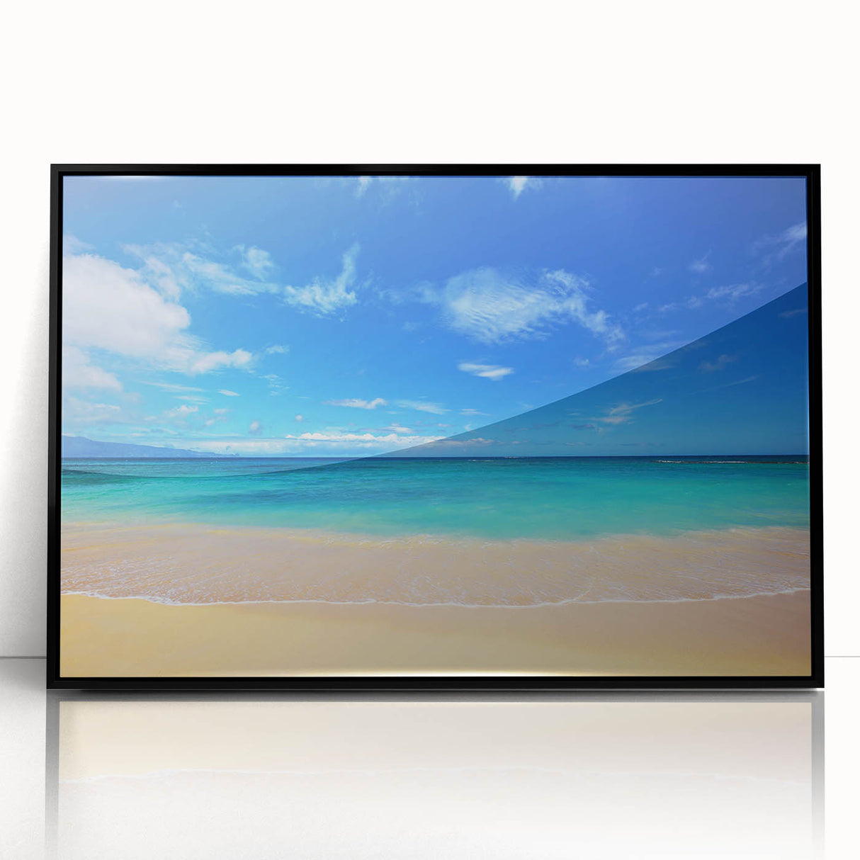 Large abstract wall art depicting Oahu's landscape in muted earth tones on a framed acrylic.