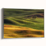 Landscape art painting of Idaho scenery on a framed canvas, featuring muted earth tones and vintage poster style.