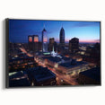 Black and white landscape art painting of Indianapolis skyline on framed canvas, ideal for bedroom decor.