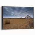 Black and white framed canvas of a vintage Iowa landscape, ideal for bedroom wall art.