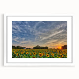 Abstract art print of Kansas scenery in muted earth tones on a framed white mat, ideal for dining room decor.