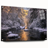 Acrylic print of a large abstract Kentucky landscape in earthy tones, ideal for dining room decor.