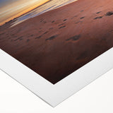Art deco poster featuring a serene Maine landscape in muted green and blue tones on rolled canvas.