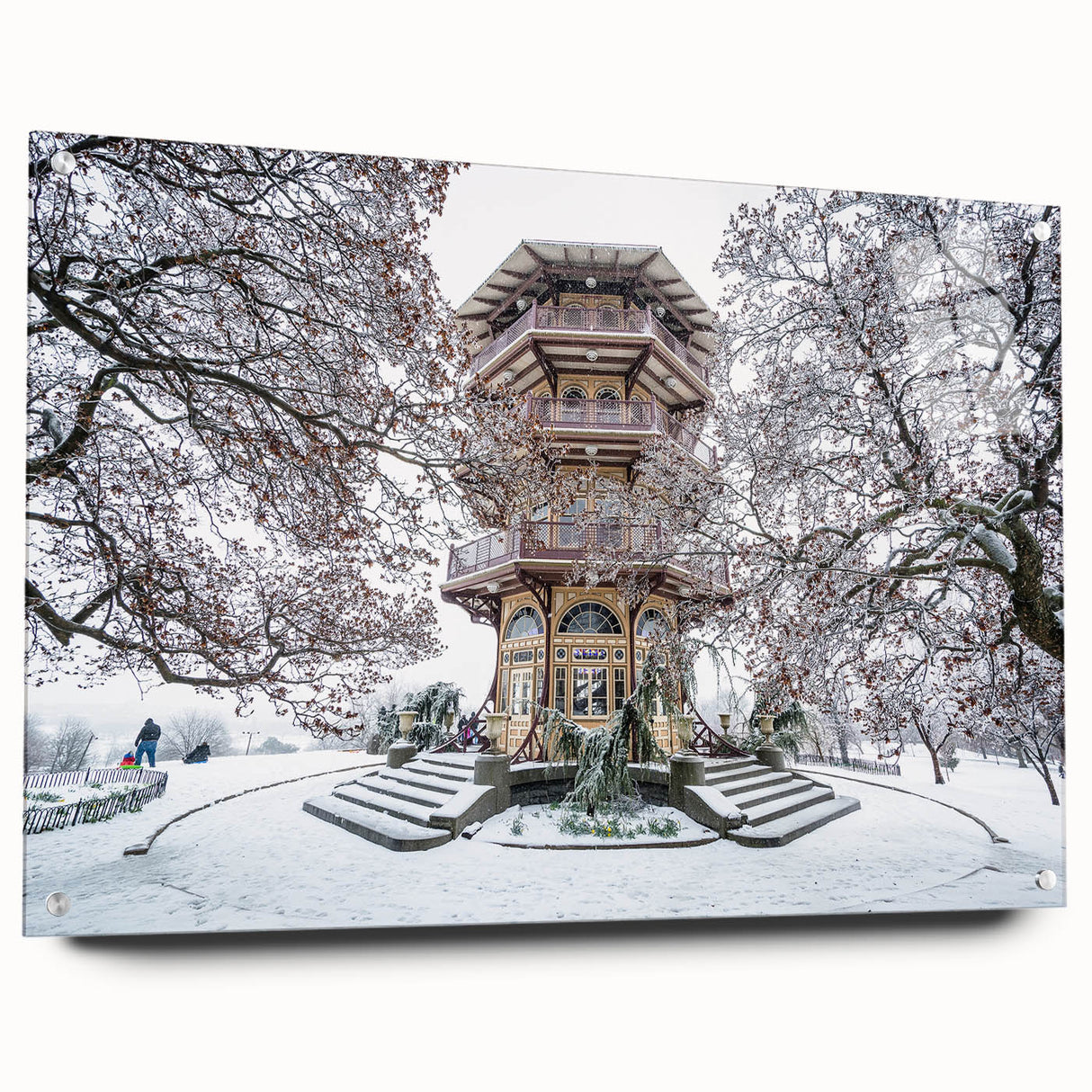 Acrylic print of abstract Baltimore scenery with muted tones, ideal for bedroom or dining room decor.