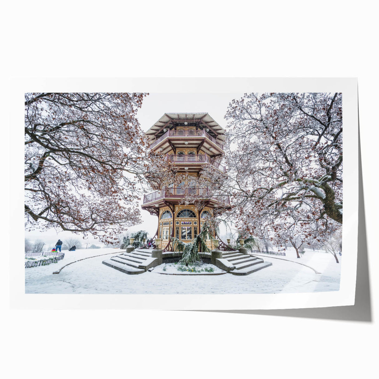 Rolled print of Baltimore scenery with floral elements in muted colors, suitable as art wall dining room decor.