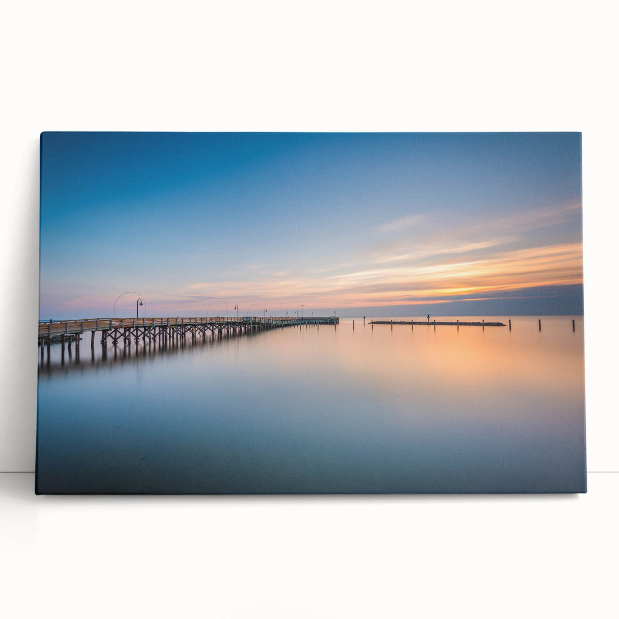 Black and white photograph of Chesapeake Bay on stretched canvas, ideal for kitchen wall art or bedroom ambiance.