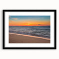 Colorful abstract art print of a textured Massachusetts Nantucket scenery in a large black frame.