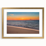 Extra large abstract art print of a textured Massachusetts Nantucket scenery in gold frame, ideal for living room decor.
