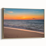Framed canvas depicting a vintage-style landscape of Nantucket in muted gold and black tones, ideal for bedroom wall art.