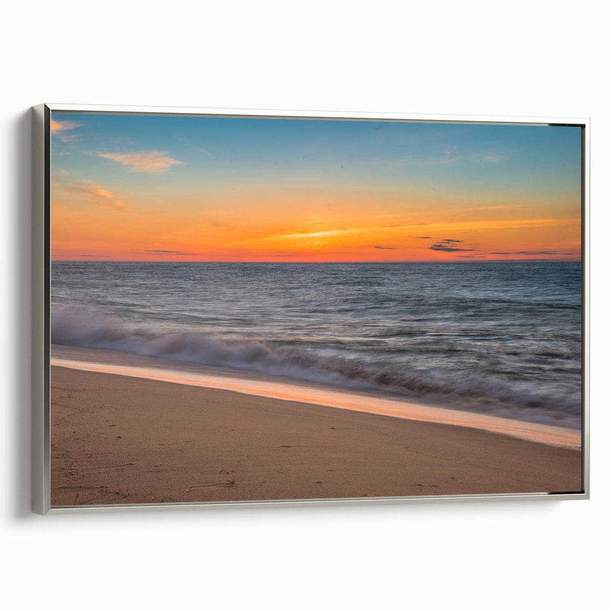 Landscape art painting of Nantucket with colorful hues on a framed canvas, ideal for enhancing a living room or hallway.