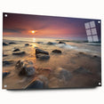 Acrylic print of Michigan's Upper Peninsula in muted earth tones, ideal for dining room decor.