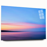 Acrylic print of a large abstract depiction of Minnesota scenery in cool blue and green tones.