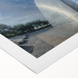 Art deco poster of St. Louis skyline in monochrome shades on rolled canvas, suitable for dining room wall art.