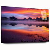 Large abstract wall art of Montana scenery in muted earth tones on acrylic glass, ideal for bedroom or dining room decor.