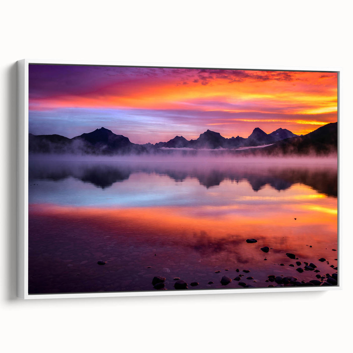Extra large framed canvas featuring a textured, colorful Montana landscape in black, ideal for living room decor.