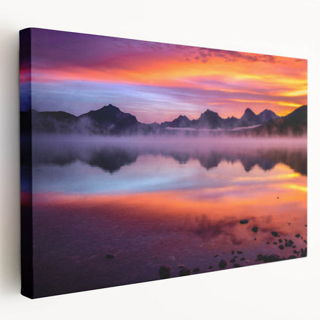 Large wall art on stretched canvas depicting a serene Montana landscape in soft earth tones, suitable for kitchen decor.